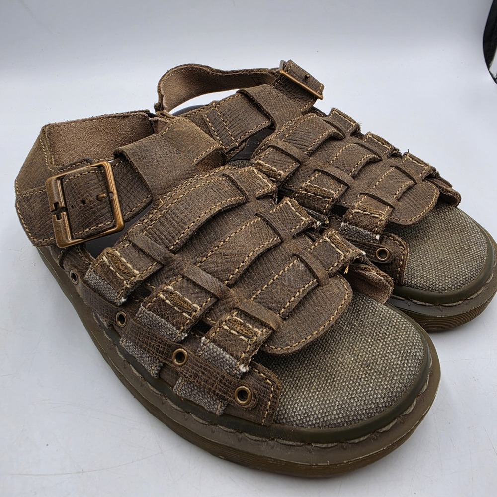 Vtg Dr Martens 8092 Leather Brwn Fisherman Sandals Mens 7 Womens 8 Grunge Y2K